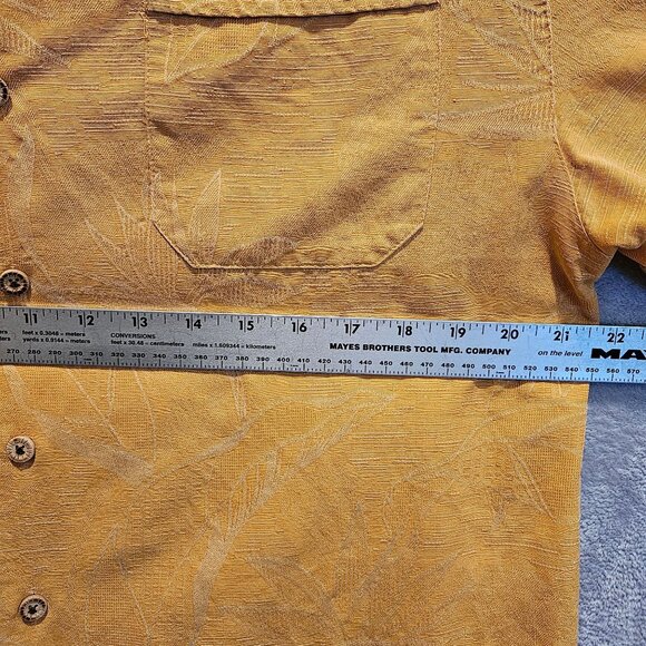 Jamaica Jaxx Hawaiian Shirt Mens M 100% Silk Embroidered Leaves Vacation cruise - Picture 6 of 12